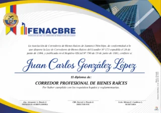 Licencia profesional inmobiliaria de ACBIR Zamora
